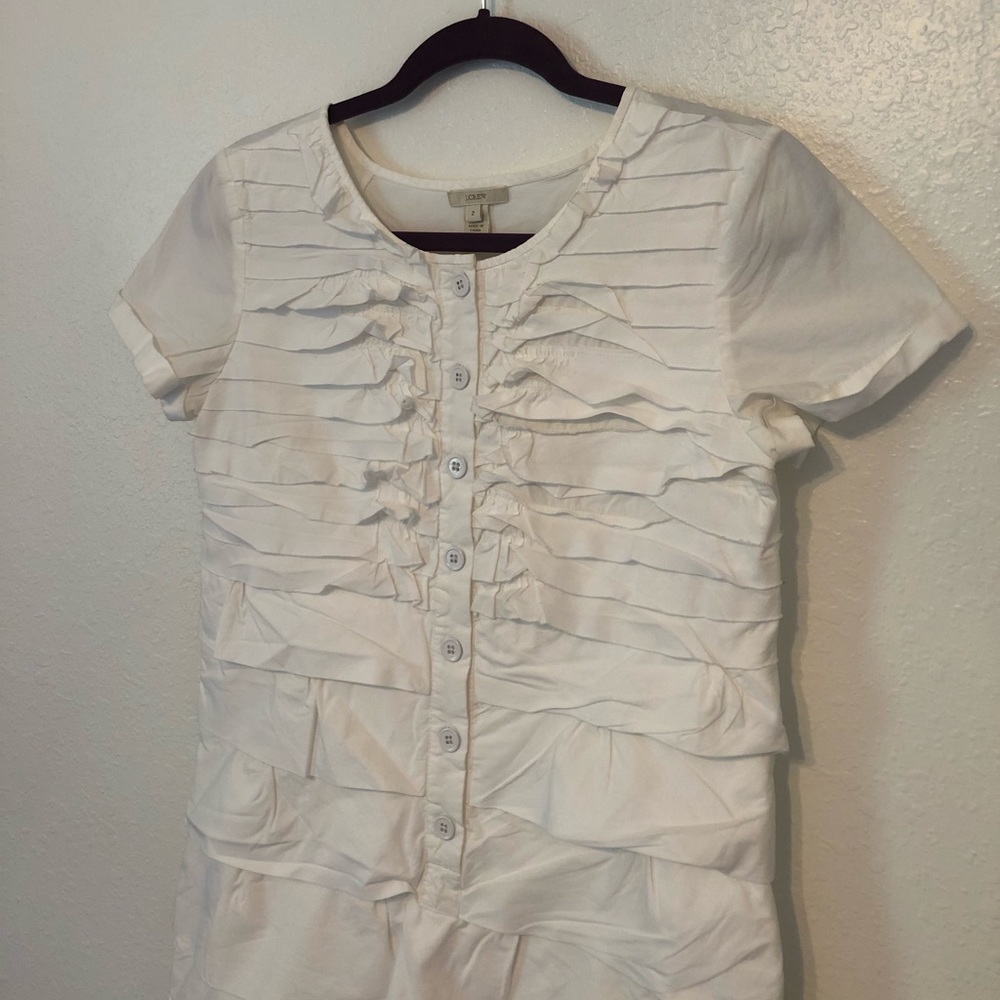J. Crew White Cotton Ruffle Dress - Picture 3 of 5